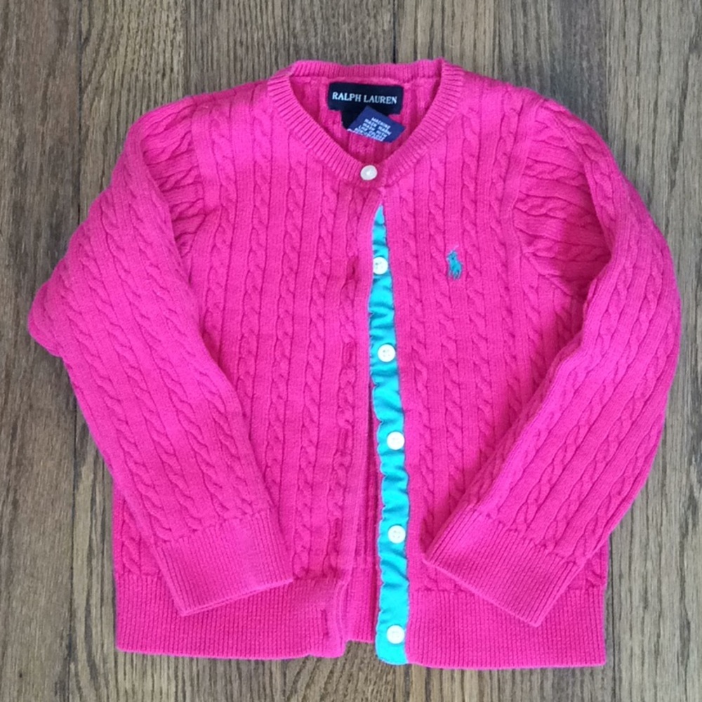 Ralph Lauren bright pink cardigan sweater